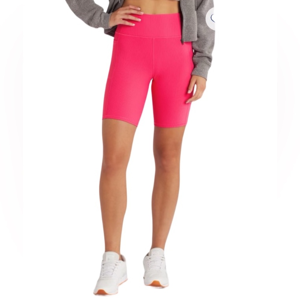 Skechers Go Flex Ribbed High-Waist 8” Hot Pink Bike Shorts